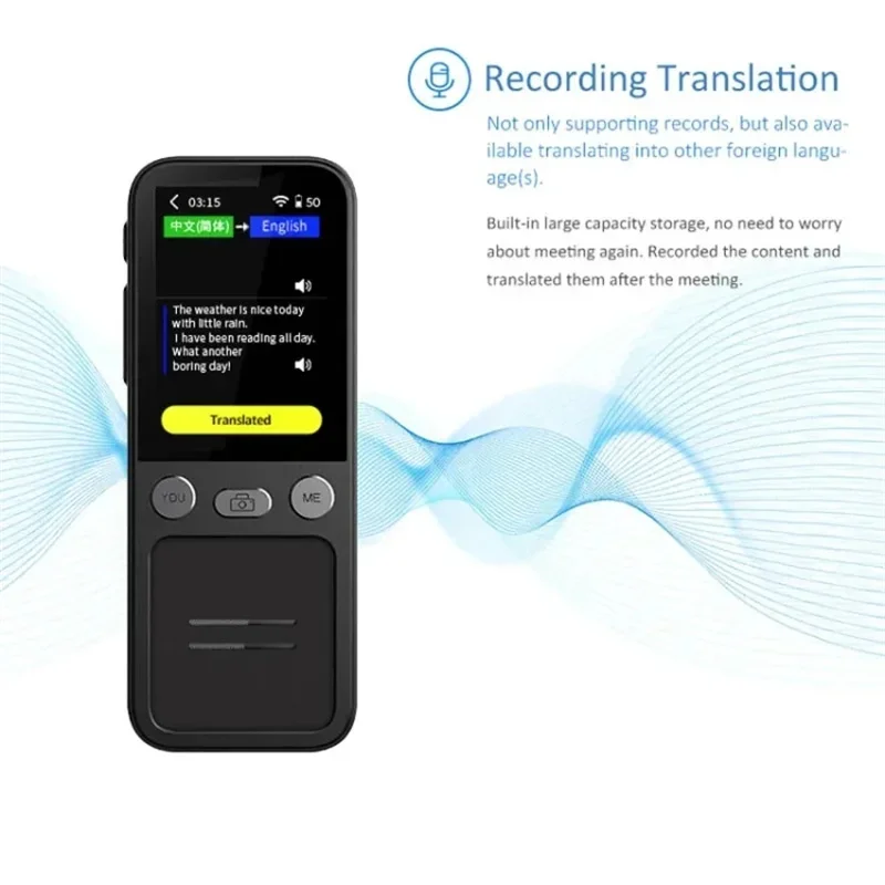 

T16 AI Voice Real Time Translator Machine 138 Multi Online Languages Voice-Record 3.1 Inch Big Screen Offline Tradutor with 8GB