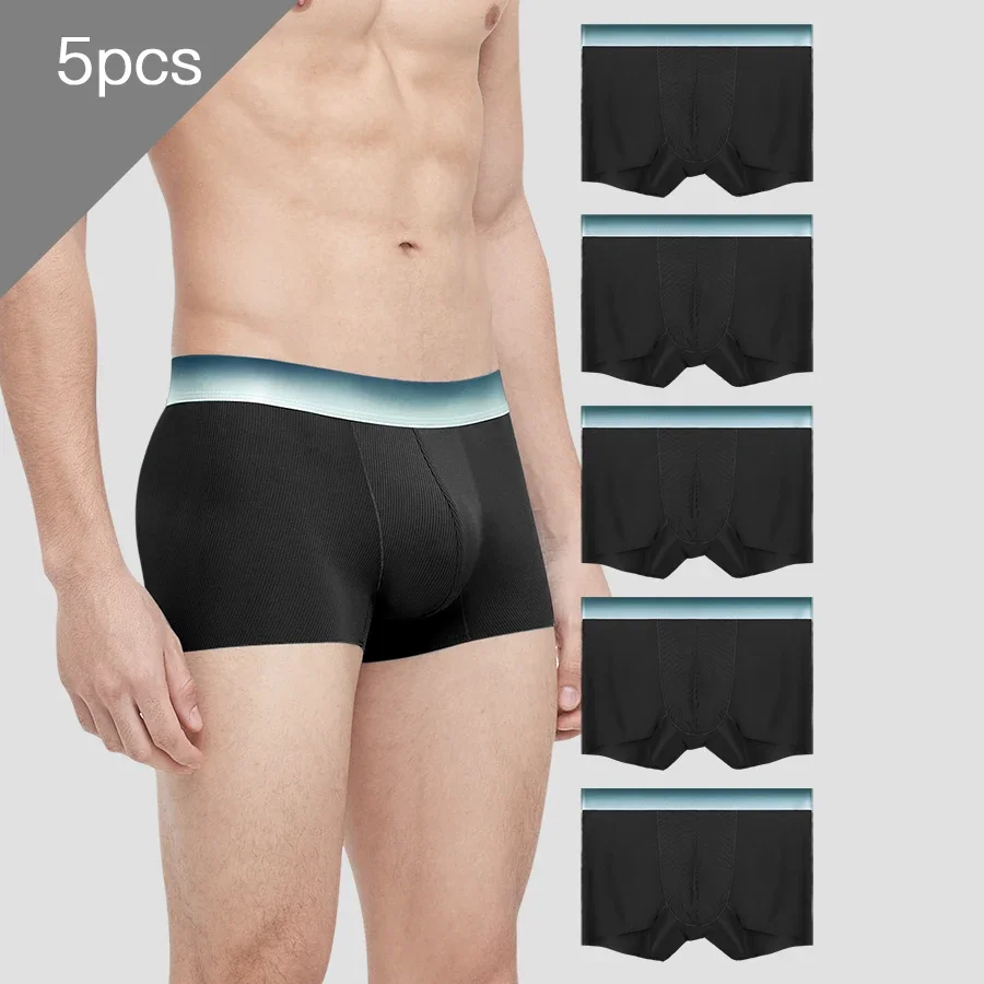 

5pcs Men's ice silk underwear with a bullet-style separation design. Men's underwear made of modal material in boxer style.