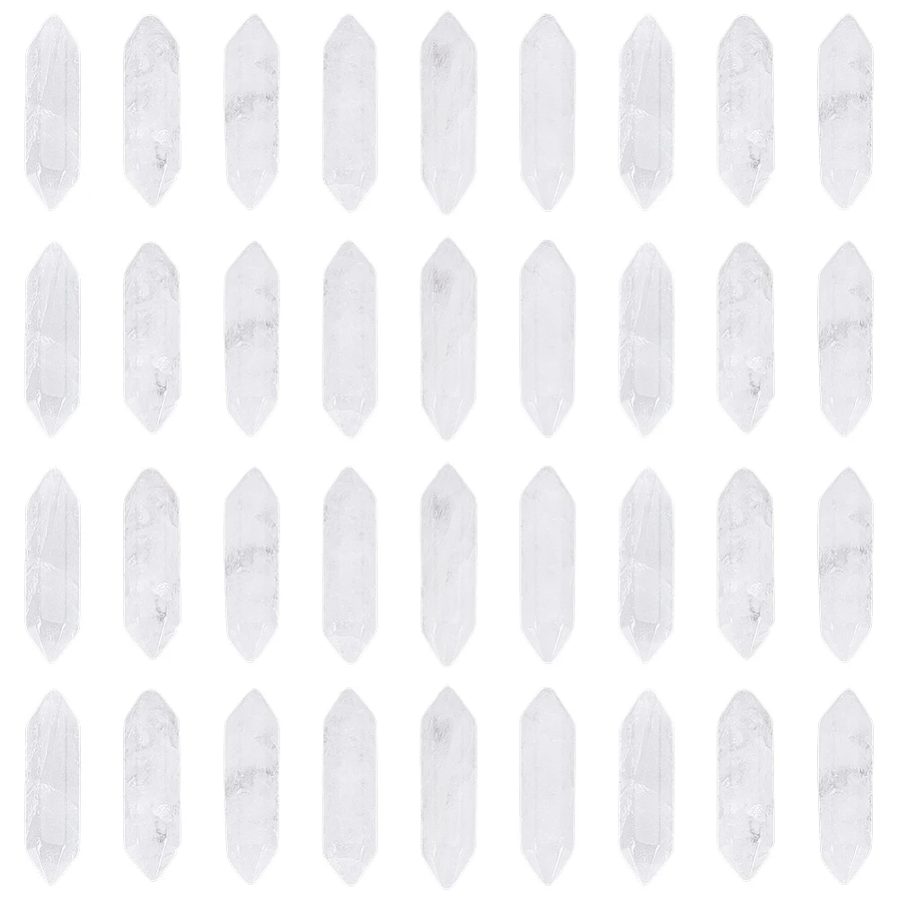 36Pcs Clear Quartz Crystals Quartz Points Double Terminated Points Wands No Hole Point Decor for DIY Crafts Necklace Jewelry