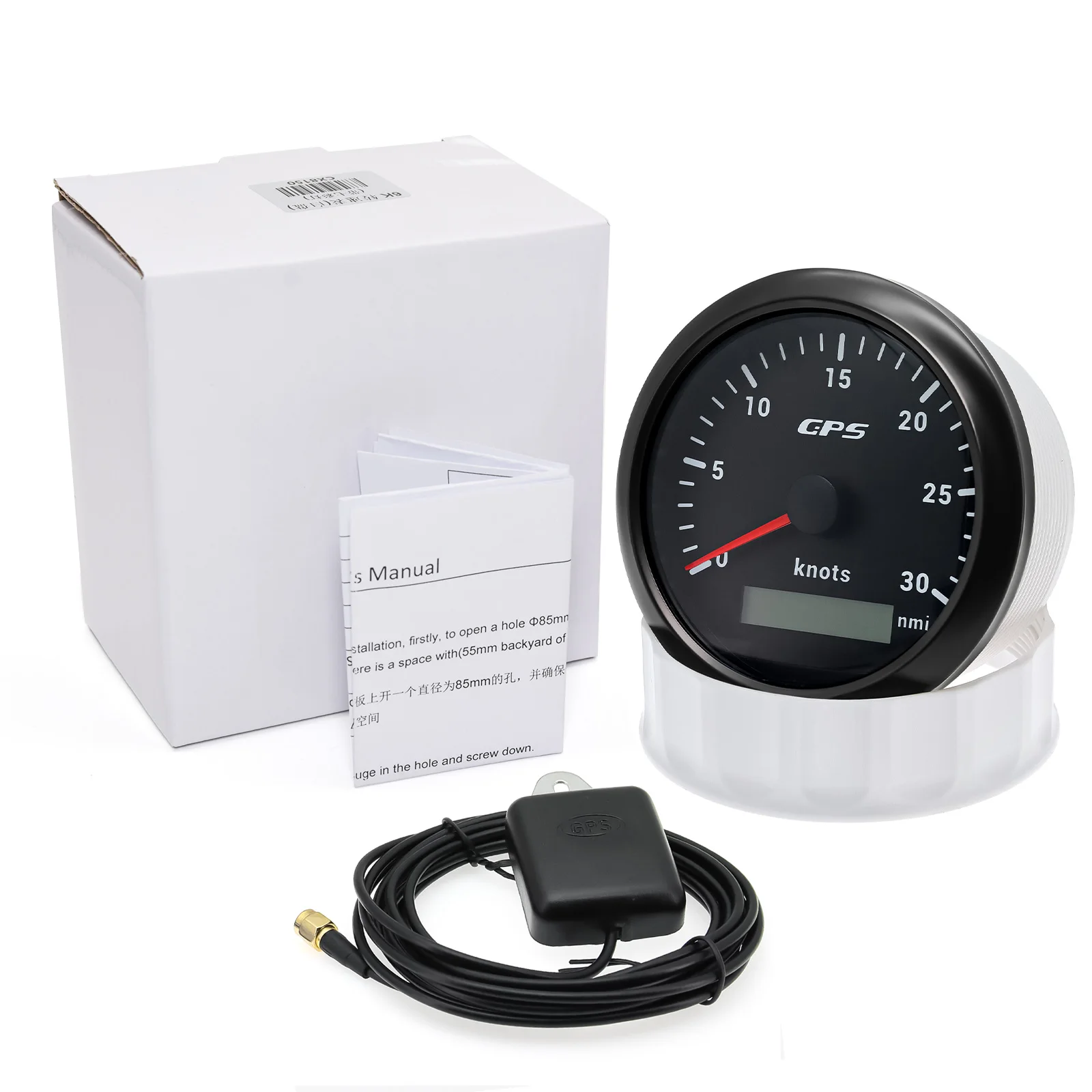 Impermeabile 0 ~ 30 nodi 85MM GPS tachimetro Gauge + Antenna GPS 7 colori luce 0 ~ 60 nodi contachilometri per Marine Car Boat Yacht 12V 24V