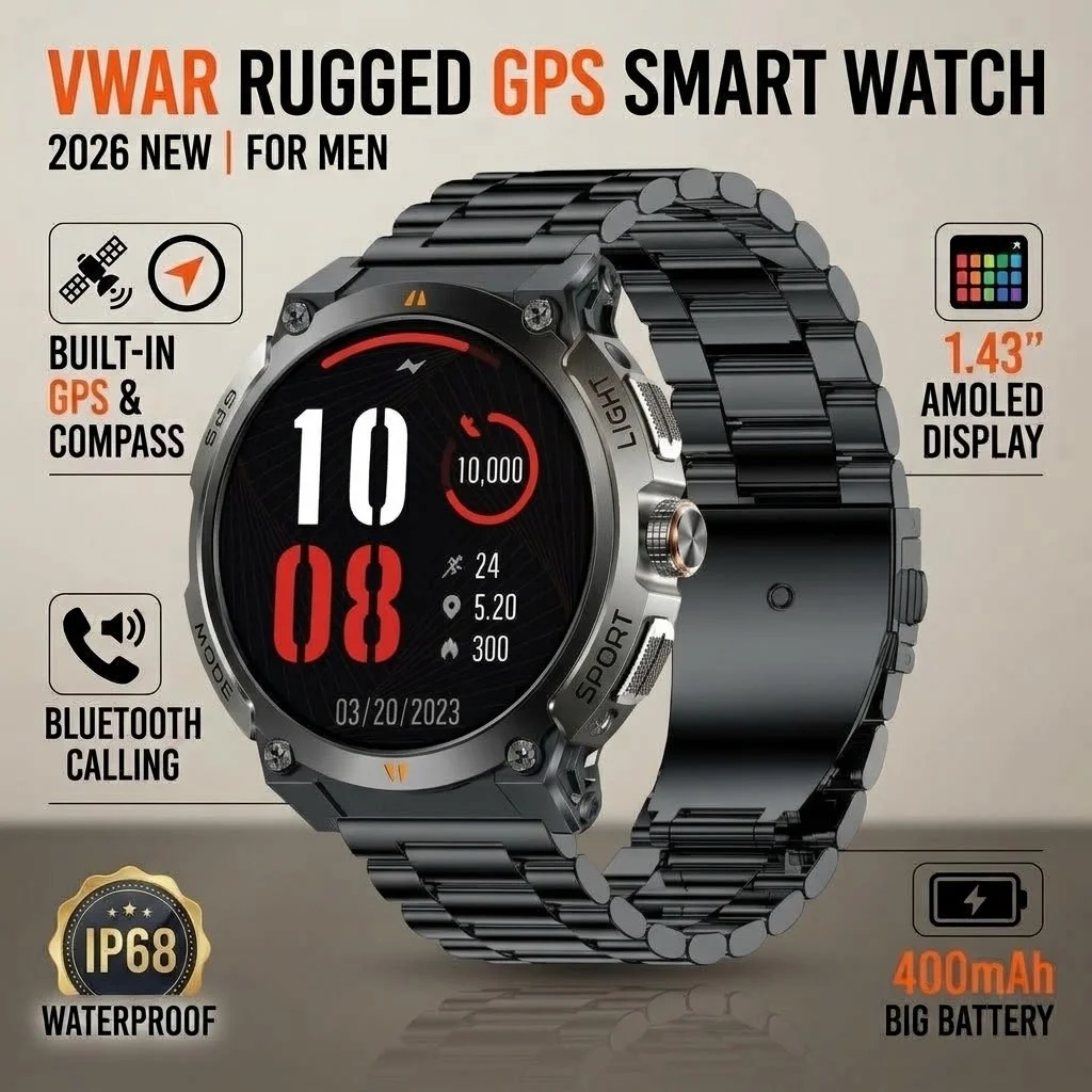 VWAR GPS Smart Watch with 1.43" Display