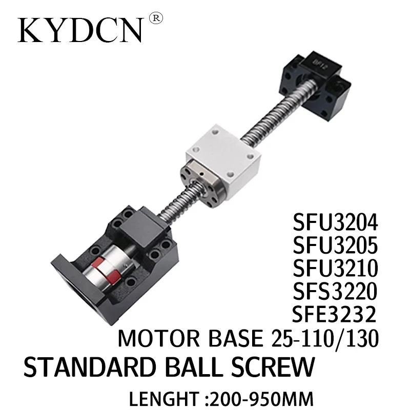 

SFU3204 SFU3205 SFU3210 SFS3220 SFE3232 Ball screw length 200-950mm screw nut holder plus BKBF support seat and coupling ball sc