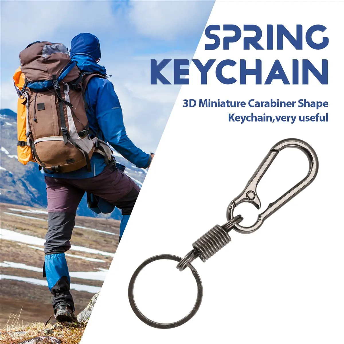 M87K حلقة تسلق قوية مفتاح سلسلة حلقة رئيسية مصقولة مفتاح سلسلة الربيع مفتاح سلسلة الأعمال الخصر مفتاح سلسلة، أسود #3