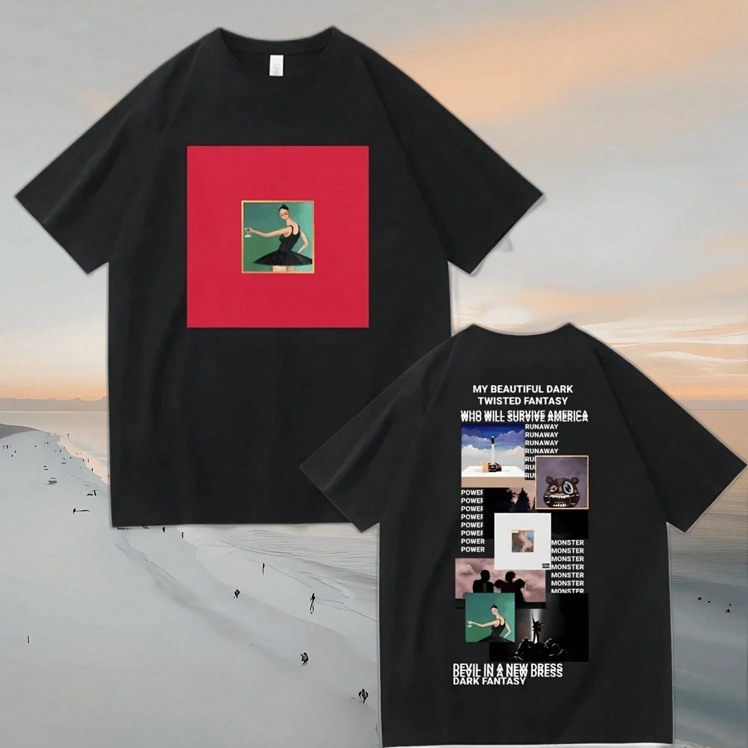 Kanye West My Beautiful Dark Twisted Fantasy Graphic Tee T Shirt Men's Women's Unisex Cotton Edgy Cool Oversize Short Sleeve Top