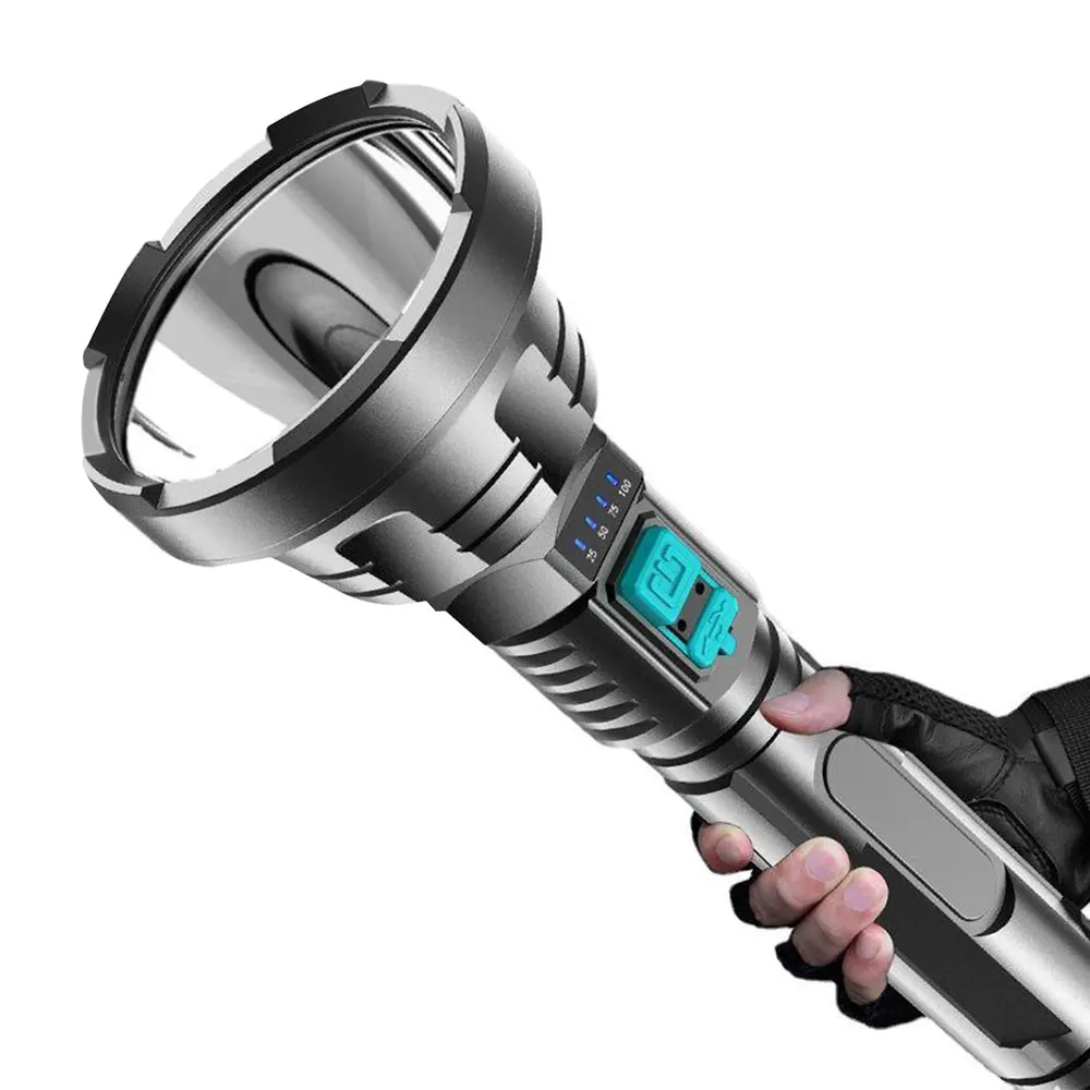 Powerful LED Flashlight P700 LED Torch Long Range Sportlight Rechargeable Camping Fishing Lamp Outdoor Work Light Emergency Lamp