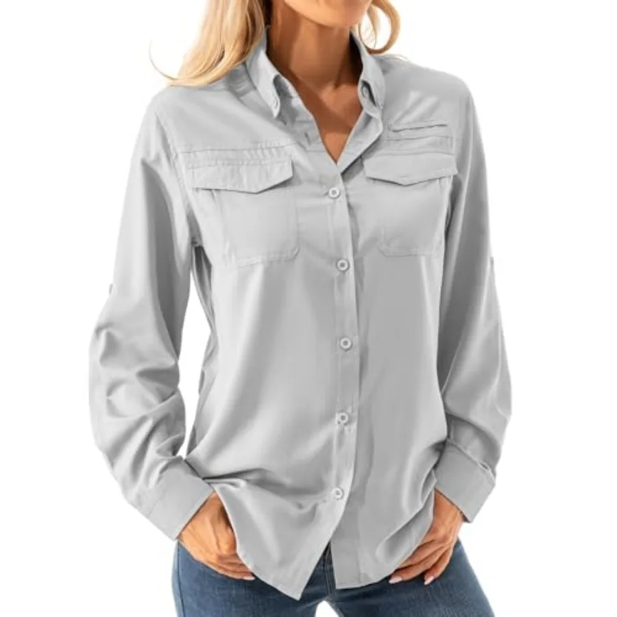 

Women's UPF 50+ Long Sleeve UV Shirts Sun Protection Outdoor Cool Quick Dry Fishing Hiking Safari Travel Gardening Shirts