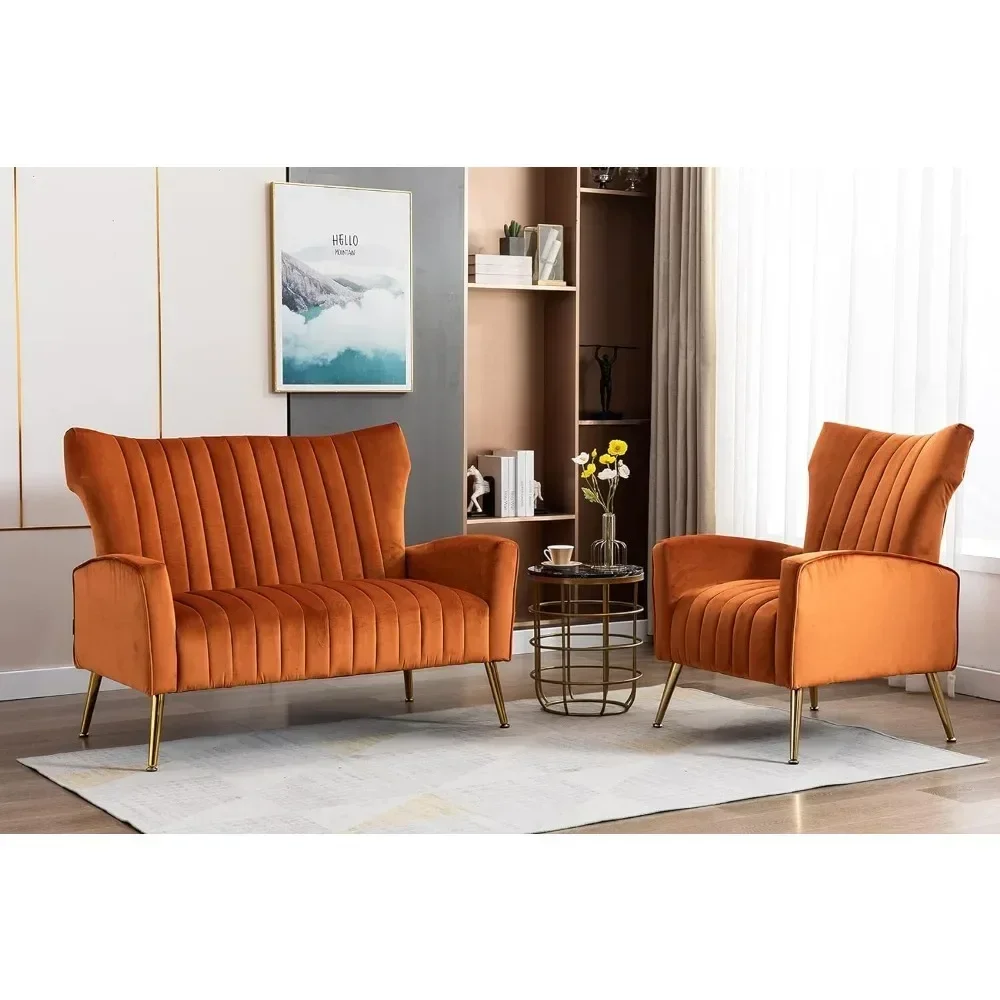 

D1 Sofa with 2 seats, Tufted Contemporary Velvet Wingback High Back Loveseat Upholstered sofa, Living Room FurnitureSHUN