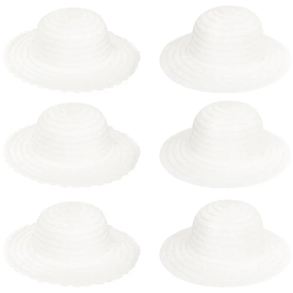 

6 Pcs Kids Straw Hats for Painting Lightweight Blank White DIY Craft Supplies Children Ages 2-8 Dancing Party Hats