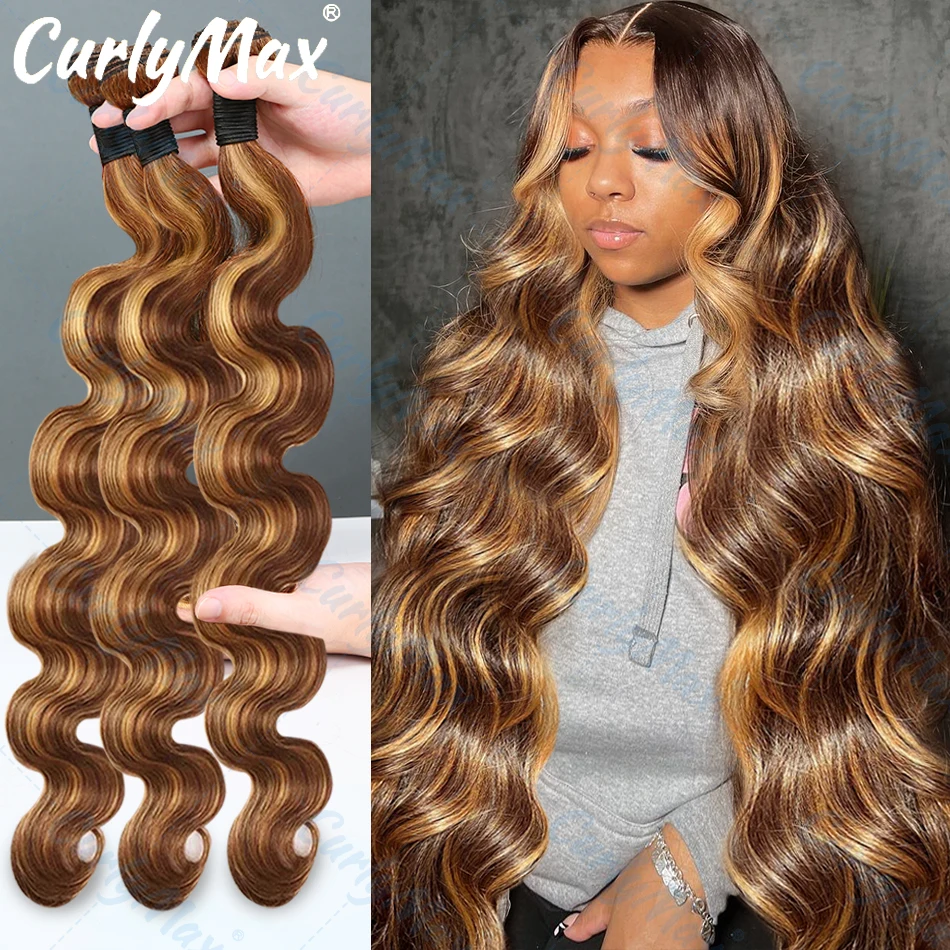 Body Wave 4/ 27 Highlight 13x4 Lace Frontal Human Hair Wigs 250 Density Pre-Plucked Hairline Wig With Baby Hair For Women