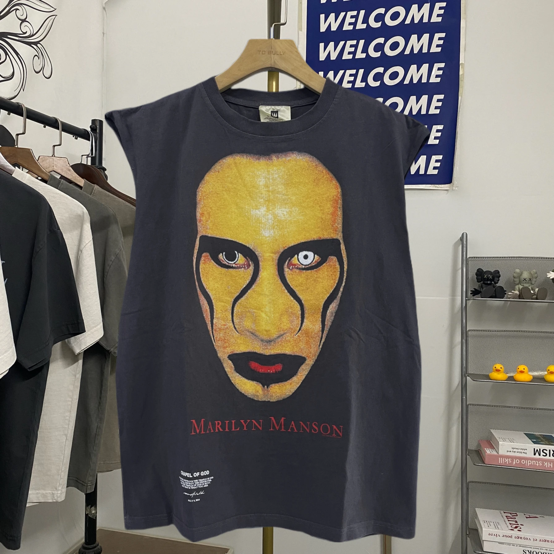 

American High Street Faion Marilyn Manson Print oulder Svel Men's Loose Casual T-irt Quali Portrait Sweat Vest