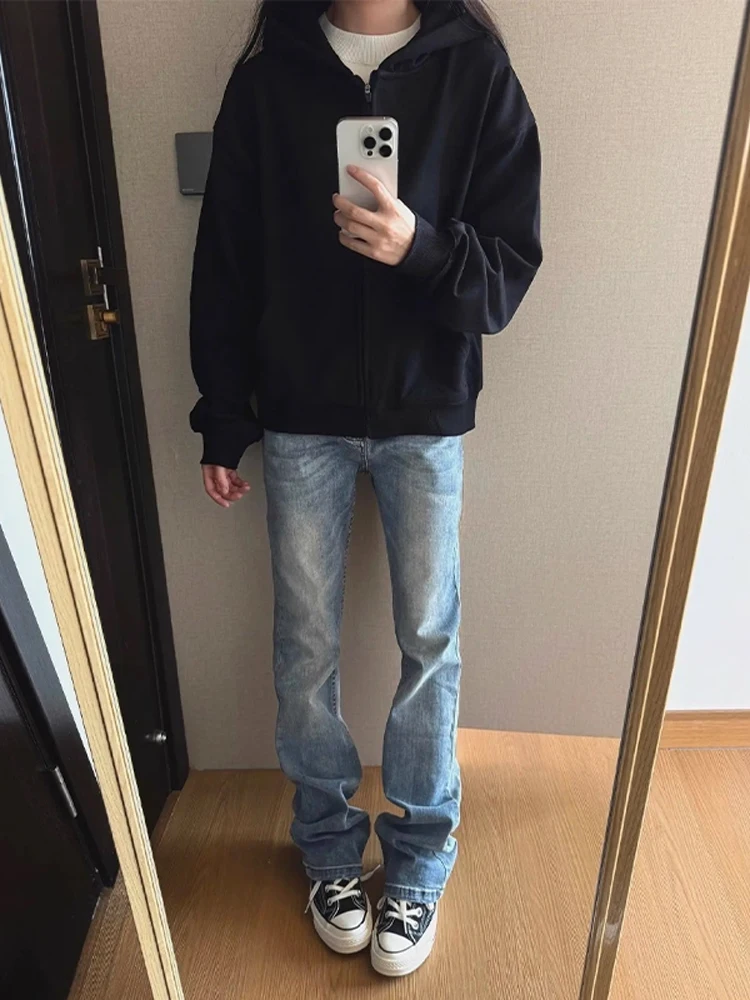 

Синие облегающие прямые мужские джинсы с высокой талией Cleanfit, молодежные модные джинсы-колокольчики с завышенной талией, джинсы-стойка