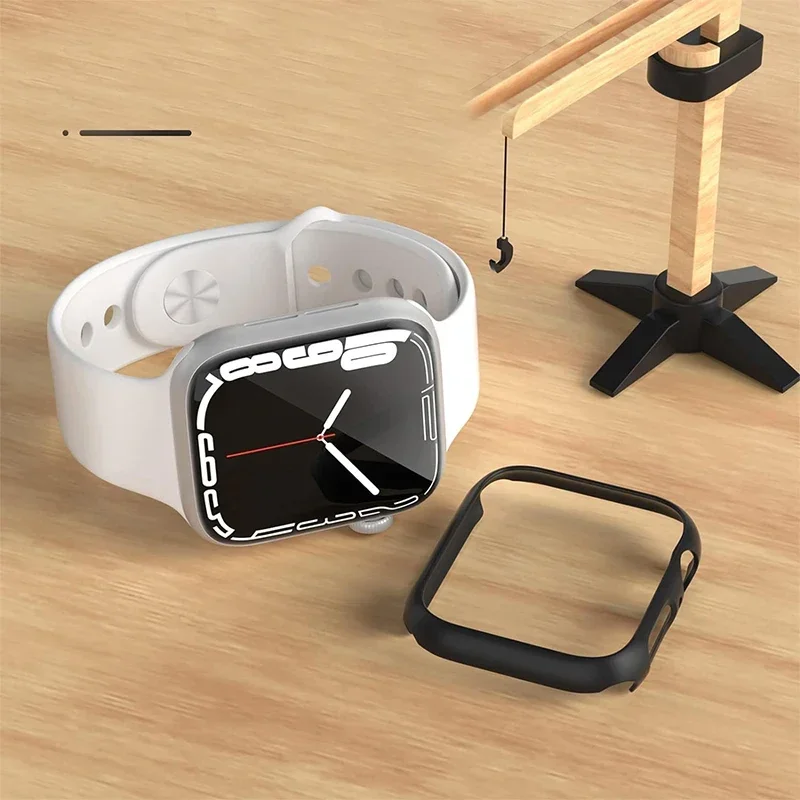 Juste de protection pour Apple Watch, boîtier ultra-mince, pare-chocs découpé en PC dur, 41mm, 45mm, 44mm, 40mm, iWatch série 9, 6, 5, 4, se, 7, 8