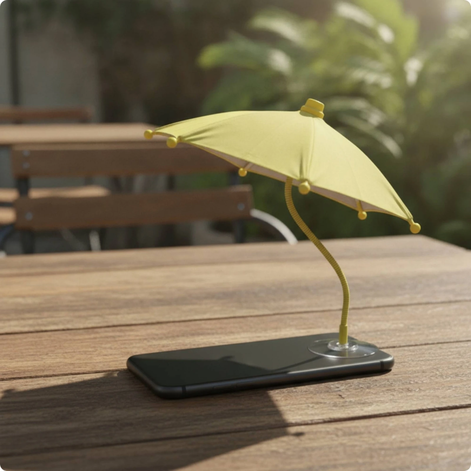 Phone Umbrella with Adhesive Base Adjustable Mini Umbrella with Flexible Stem Shade Compact Weather-Resistant for Drivers