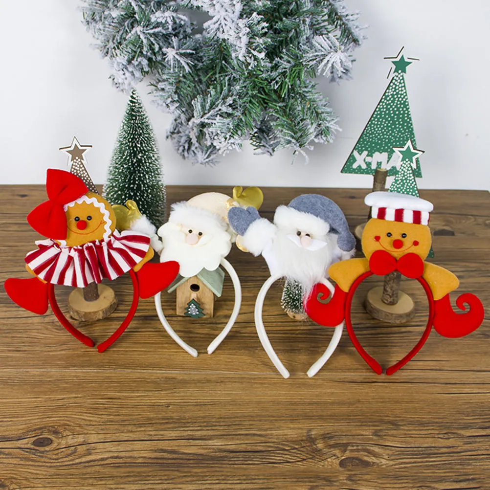 

4 шт. аксессуары, мужская повязка для волос с пряничным человечком, повязки на голову для пожилых людей, праздничные обручи, товары для рождественской вечеринки