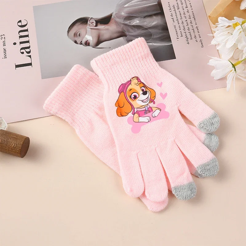 PAW Patrol Knitted Gloves Girl Anime Cute Thick Mittens Winter Outdoor Windproof Warm Gloves Children's Cartoon Christmas Gift