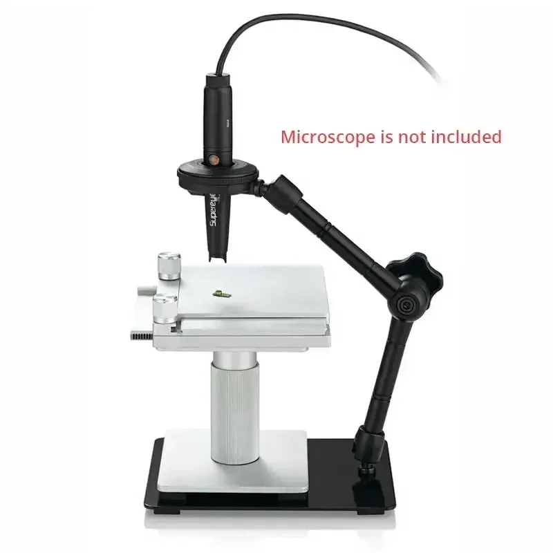 100x100mm Aluminium Alloy Microscope Stand Precision Two-way Route Mechanical Table 40mmX-Y Microscope Objective Platform Tools