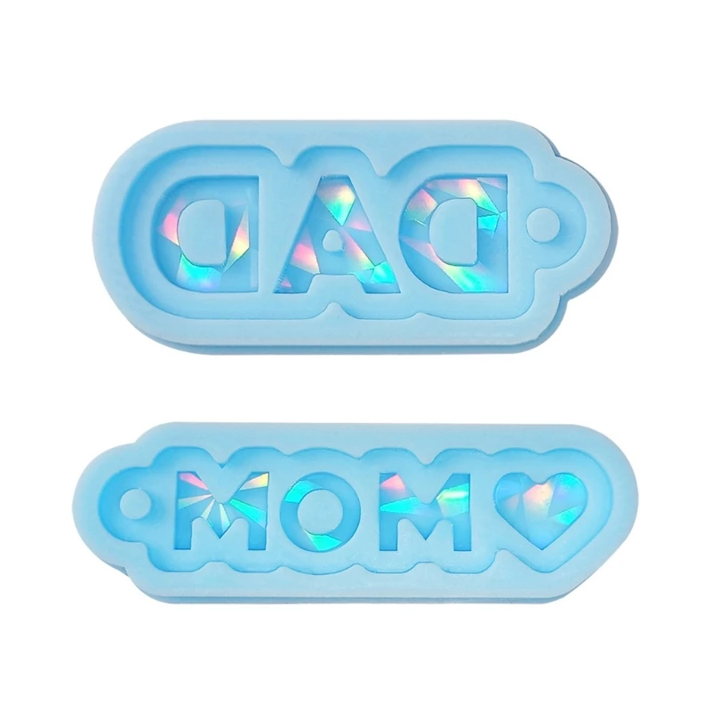 

DIY MOM DAD Keychain Silicone Epoxy Mirror Mold DIY Ornament Pendant Crafting Mould for Father and Mother's Day Gift