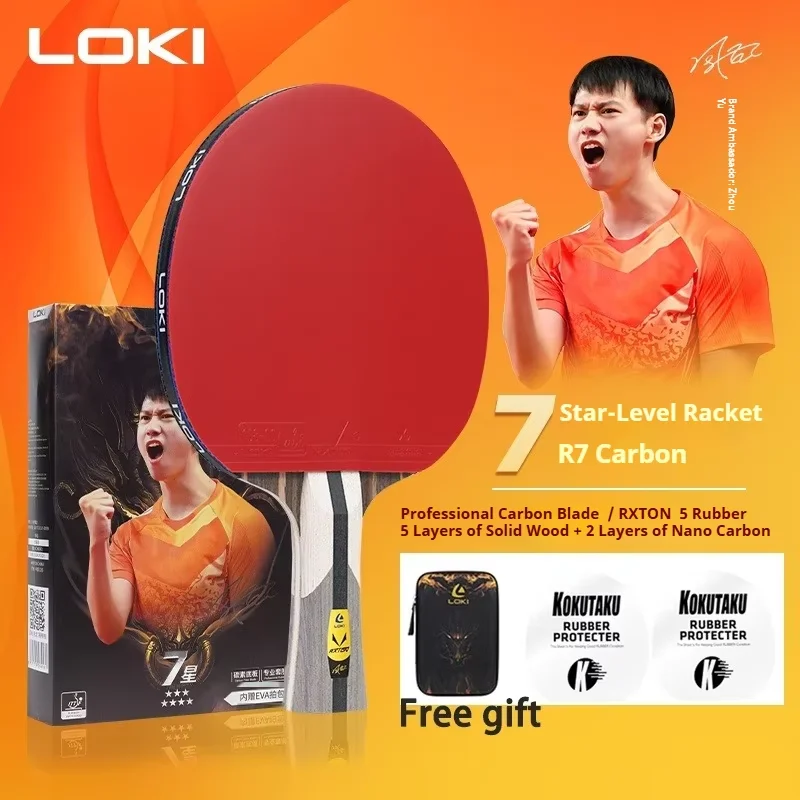 

LOKI RXTON R7 7-Star Table Tennis Racket 5 Wood 2 Carbon with Super Sticky Rubber Ping Pong Racket for Fast Attack Training