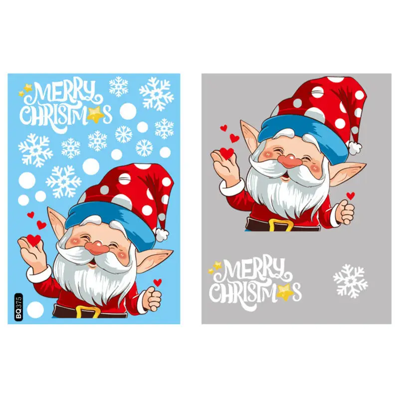 2025 Christmas Decorative Glass Window Stickers Santa Claus Snowman Elk Wall Sticker Cartoon Christmas Mirror Wall Sticker Noël