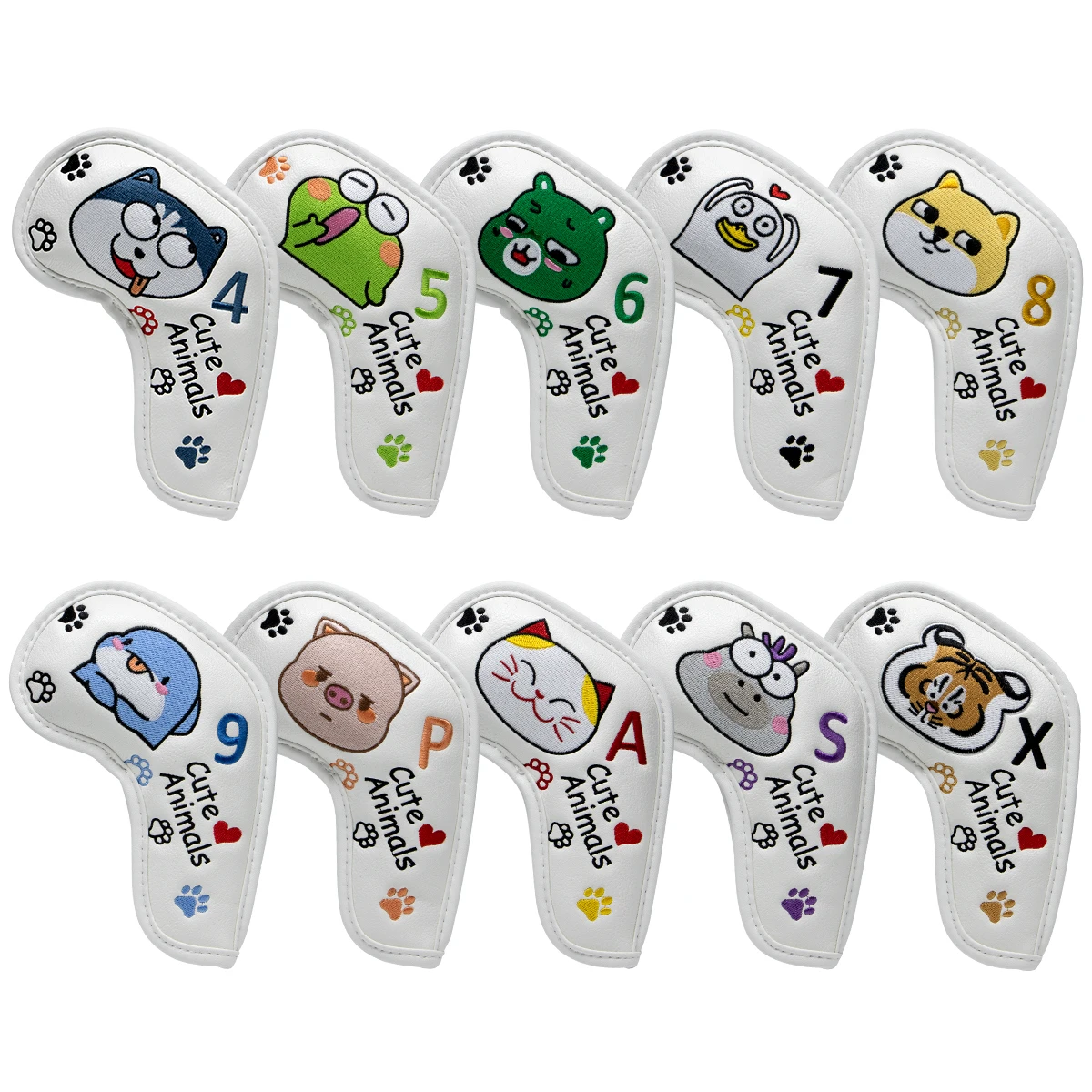 Cute Animal Design Golf Iron Head Covers Iron Headovers with Long Neck Iron Head Covers 4-9 ASPX 10pcs