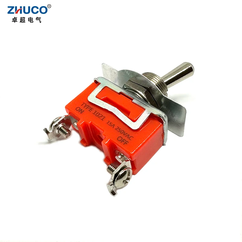 1PC 1021S 15A 250VAC ON OFF SPST 2 Terminal Screw Pins Self-locking Power Rocker Latching Toggle Switch 12mm Mounting Hole