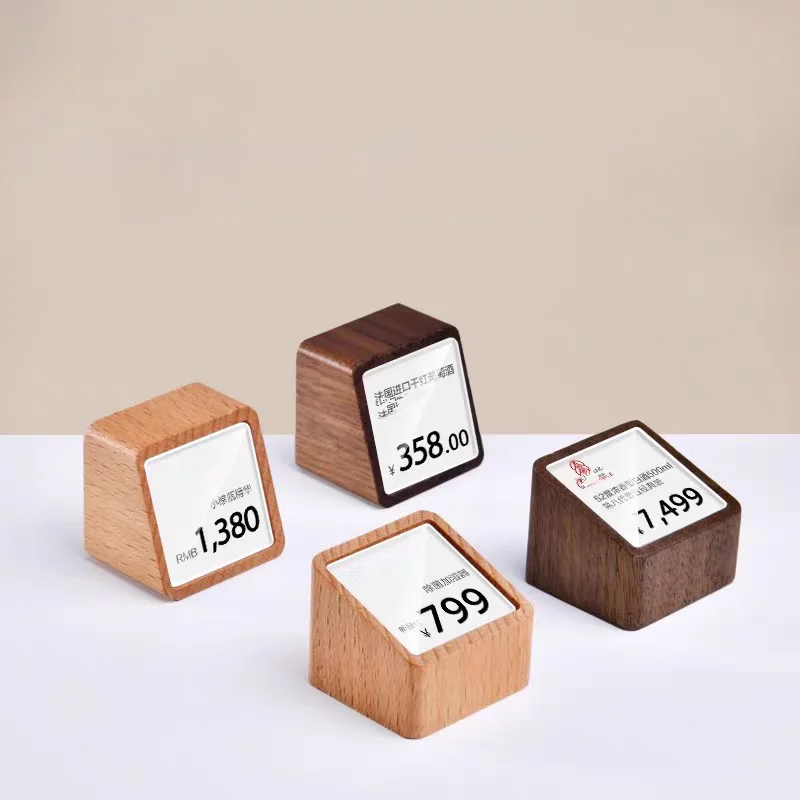Watch Ring Phone Mini Wood Price Label Paper Card Tags Small Table Name Card Ticket Holder Acrylic Sign Holder Display Stand