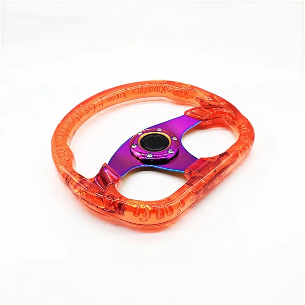 New High Quality Universal Transparent D Shape Steering Wheel Neo Bubble Racing Sport Steering Wheel Aluminum Branket