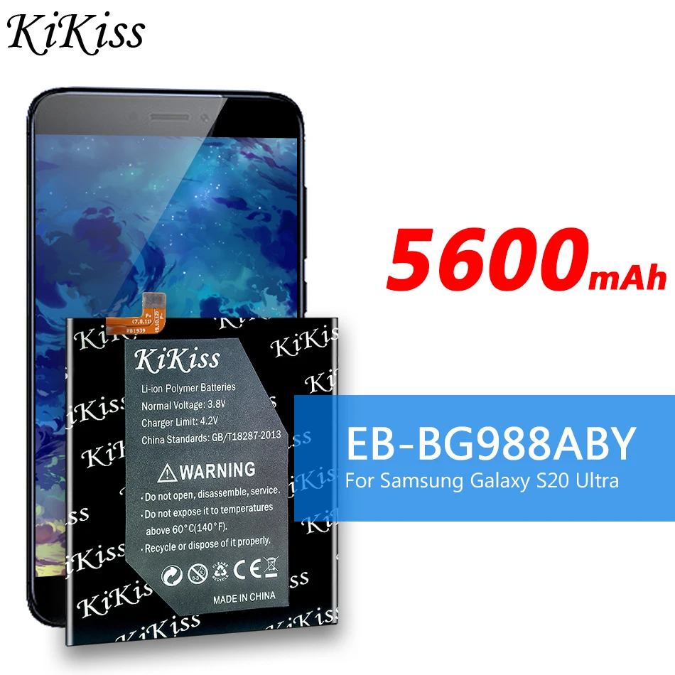 KiKiss Battery EB-BG988ABY for Samsung Galaxy S20 Ultra S20Ultra S20U Replacement Mobile Phone Battery 5600mAh