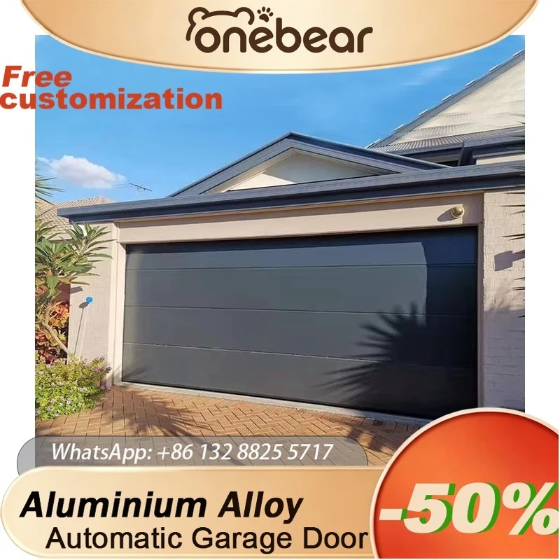 

Any Size Custom Modern Industrial Automatic Garage Door Heat Insulation Foldable Overhead Motor Finished Surface For Residence