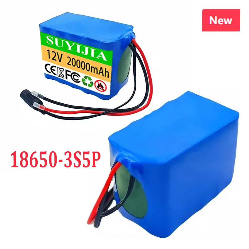 

12 В, 20000 мАч, 18650, новый литиевый аккумулятор 3S5P, большая емкость, встроенный BMS, 20 Ач, подходит для электронного оборудования небольшой мощности