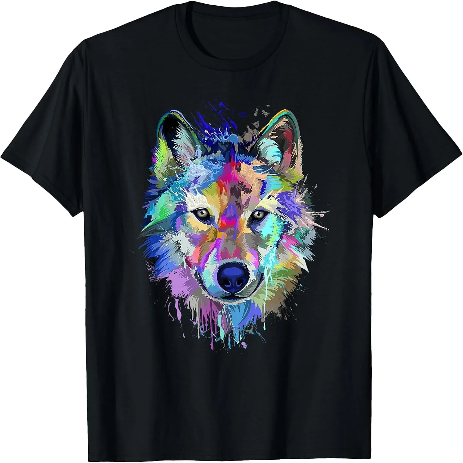 Wolf Splash Art Animal Face _ Wolf Lover T-Shirt