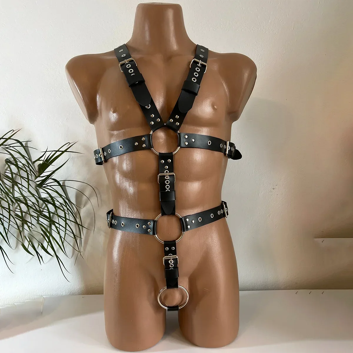 1 قطعة ملابس داخلية جلدية للرجال حزام كامل الجسم ، سيور رجالية وملابس علوية من الجلد ، حزام رجالي