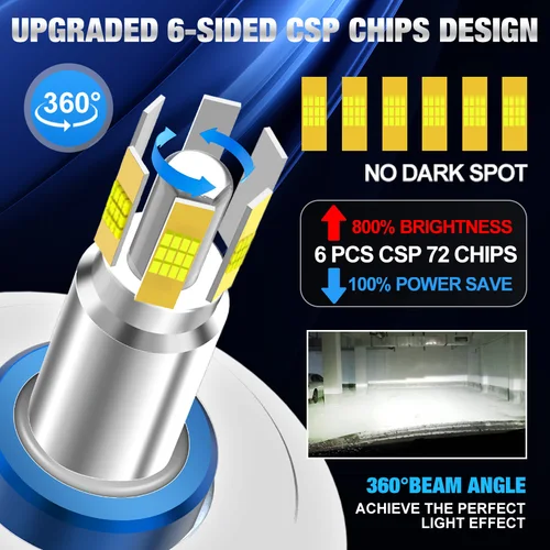 Imagen 2 del producto XSTORM H7 Bombillas LED H1 H8 H11 Faro LED Canbus HB3 9005 HB4 9006 360 °   Faro de coche 30000LM 9V 12V lámparas Turbo de coche