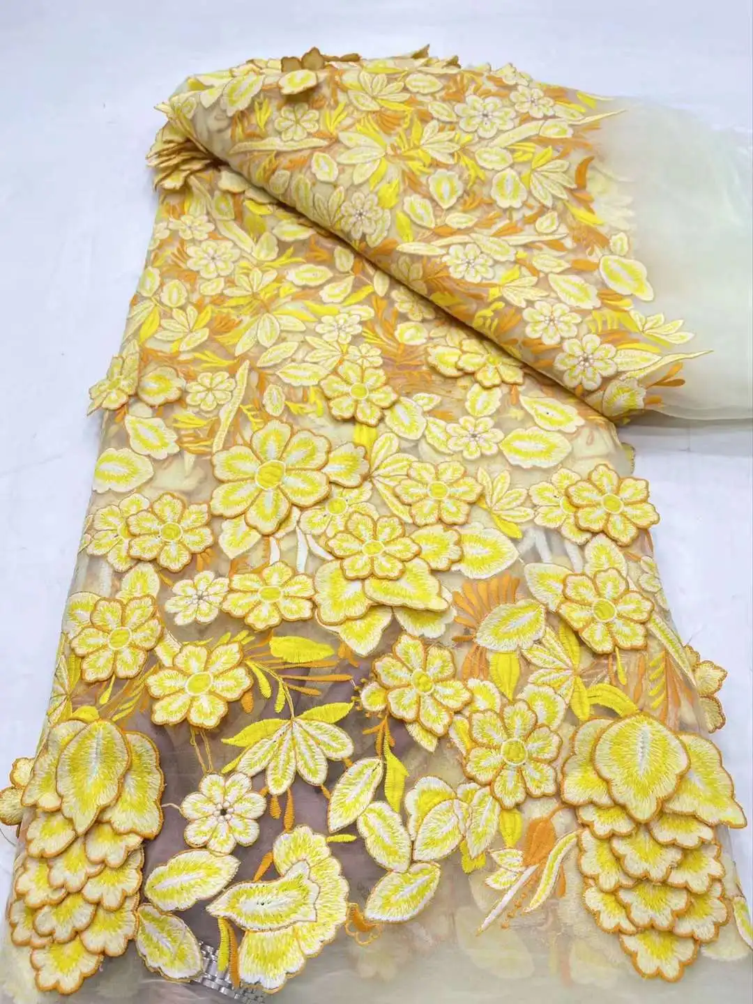African 3D Lace Fabric 2024 High Quality Lace 5 Yards Embroidery Lace Fabrics Nigerian French For Women Wedding Party Dresses