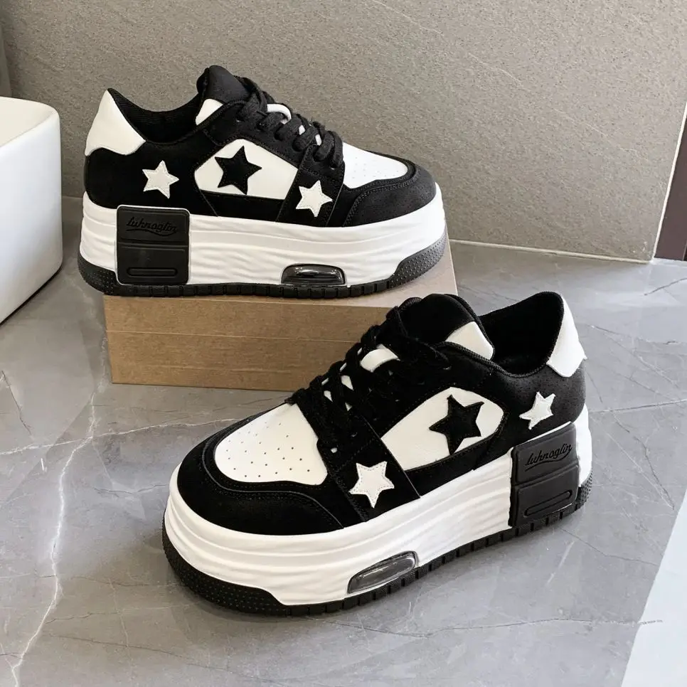 Autumn Women's Casual Platform Sneakers Stars Skateboard Trainers Running Sport Shoes Tennis Shoes Thick-Sole Walking Sneakers