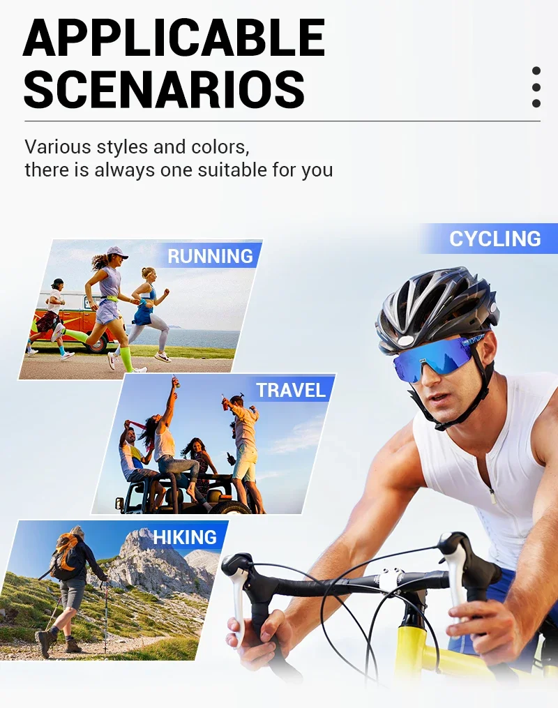 Kapvoe HD UV400 Photochrome Radfahrbrille Marathon-Fahrbrille Leichte Fahrrad-MTB-Sportbrille Winddichte Sonnenbrille – Detail 11