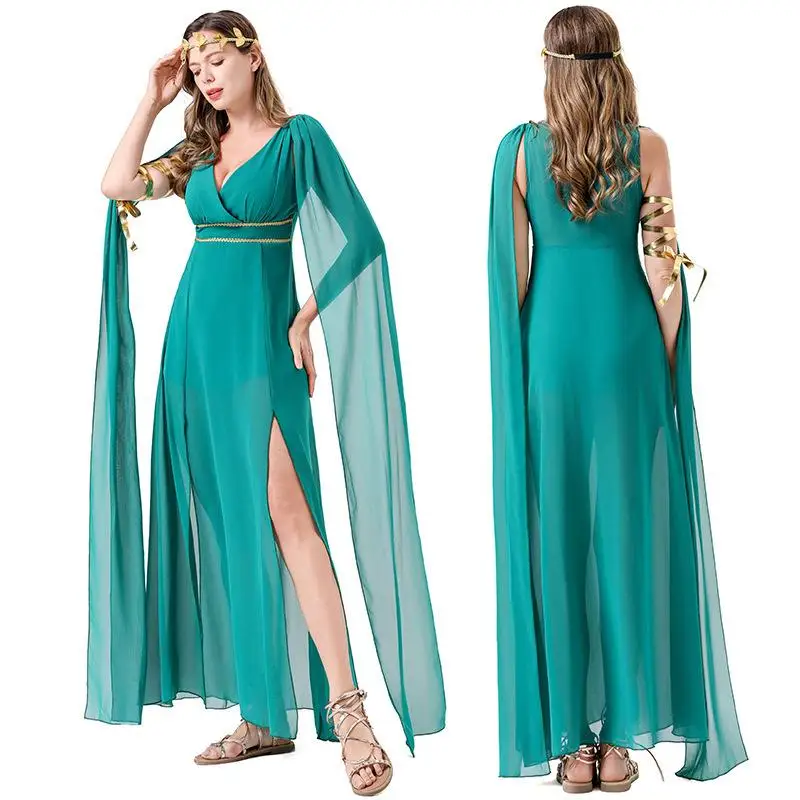 Jupe longue Sexy, Statue de dieu d'halloween, Costume de Cosplay en mousseline de soie, vêtements ethniques traditionnels pour spectacle sur scène pour femmes