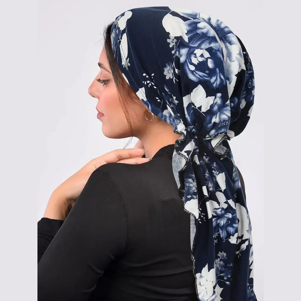 2025 neue Frauen vorgebundene Turban-Kappe, muslimischer Hijab, Krebs, Chemo, Blumendruck, Hutbezug, Haarausfall, Kopftuch, Wickel-Stretch-Bandana