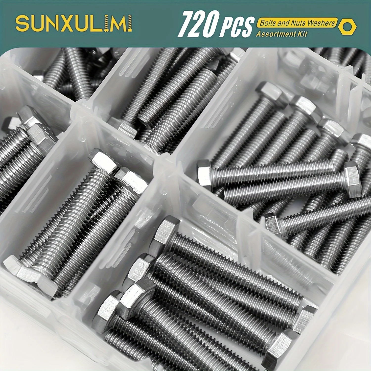720PCS 1640PCS M4 M5 M6 Bolts and Nuts Assortment Kit 304 Stainless Steel(18-8) Hex Screws Nuts & Washers