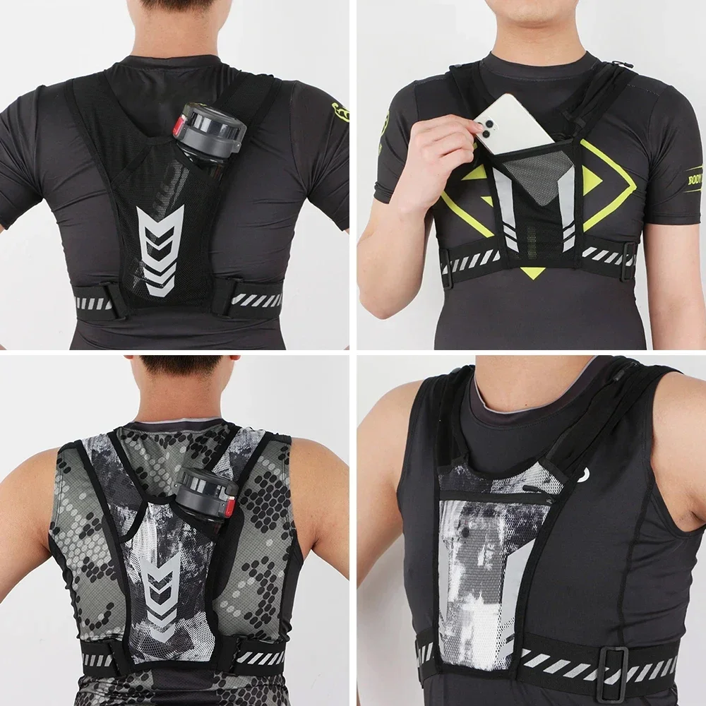 1Pcs Reflective Fitness Vest Bag for Running Gym Hiking, Breathable Sweatproof Chest Pouch with Multiple Pockets for Phone Keys
