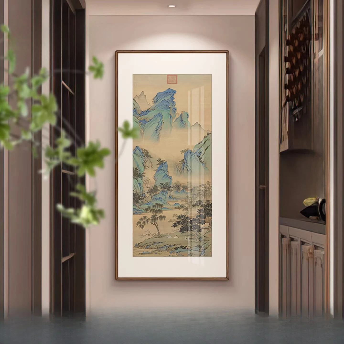 The entrance tea room hangs paintings of Song Dynasty aesthetics retro corridor aisles new Chinese decorative paintings