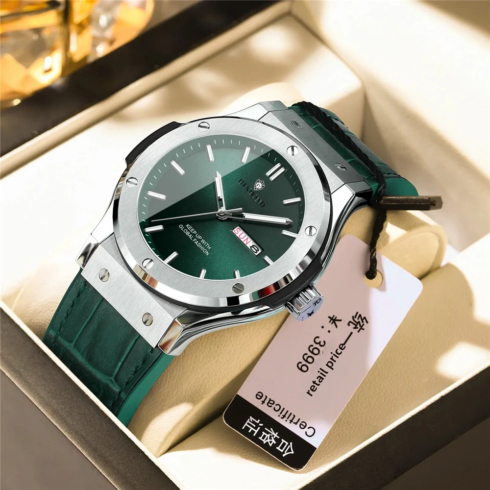 

Fashion Quartz Wristwatches New Sports Leather Mens Automatic Watches For Man Luxury Automatic Watch Men Digital Green Clock