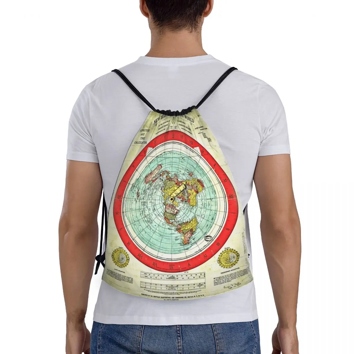 

Gleason 1892 Flat Earth Map Research Flat Earth Backpacks Portable Drawstring Bags Sundries Bag Book Bags for Man Woman School
