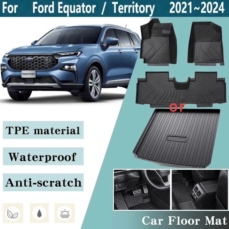 LHD Car Floor Mat for Ford Territory Accessories 2024 ~ 2021 Equator Sport Foot Custom Liner Mat Anti-dirt Trunk Pad Accessories