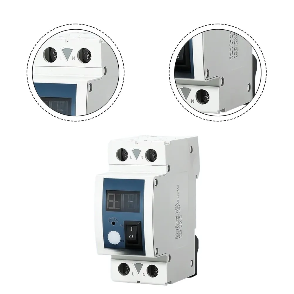 Adjustable 1-40A Overcurrent Protection Device with Auto Recovery LED Readout and Compatibility with Standard Rails