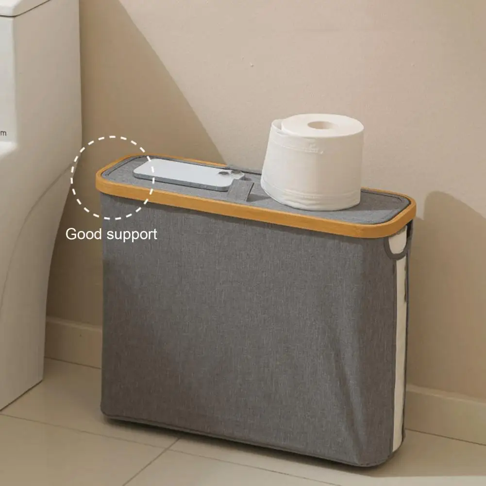 Bamboo Toilet Paper Storage Basket Capacity Foldable Toilet Paper Storage Basket with Lid for Bathroom Paper Organizer