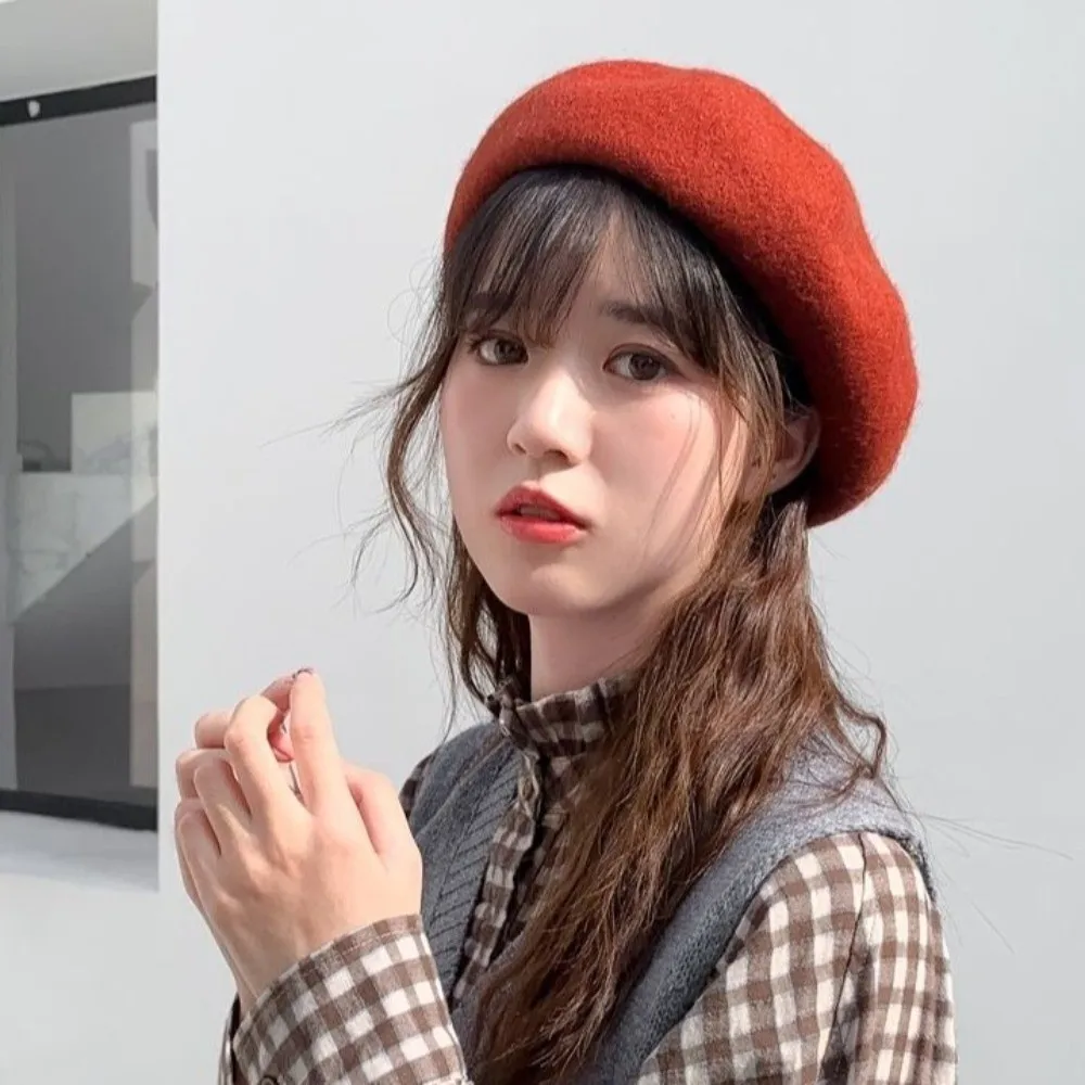 

Fashion Cloud Women Wool Berets Plush Keep Warm British Beanie Hat Korean Style Elastic Painter Caps Girls