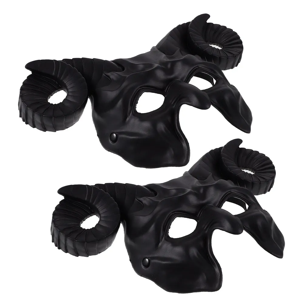 

2Pcs Unique Horned Masquerade Mask Half Face Animal Design Breathable Lightweight Halloween Party Cosplay Festival Carnival