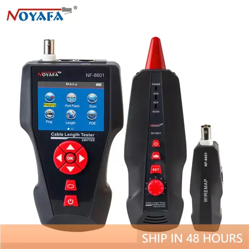 

NOYAFA NF-8601 Multi-Functional Network Cable Tester LCD Cable Length Wiremap Test Tracker with PoE/PING Function Measure Length