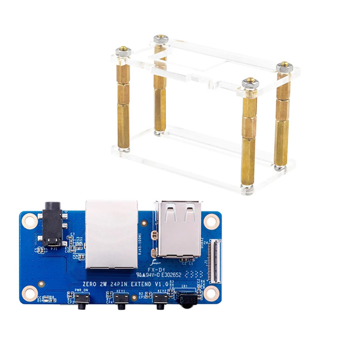 Für Orange Pi Zero 2 W Erweiterungsplatine + Gehäuse 100 m Netzwerkanschluss + USB 2.0 + analoges Audio und Video